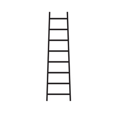 Ladder with step construction staircase vector illustration. Wood tool equipment black ladder icon climbing object. Hight wall stepladder vertical instrument.