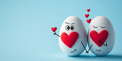 romantic love easter eggs holding hands together - 741263784