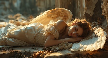 beautiful angel sleeping. Created with Generative AI.