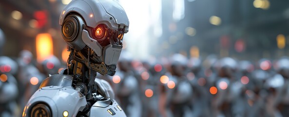 Fototapeta premium walking military robots. invasion of military robots. Created with generative AI. 