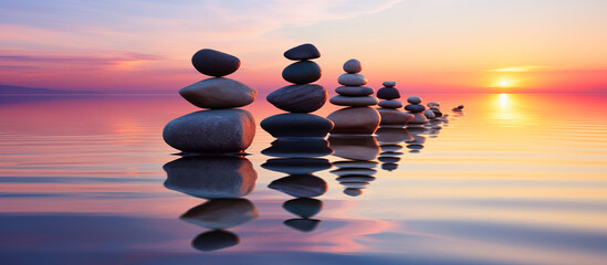 stack of pebbles rock,  serenity and calm concept background