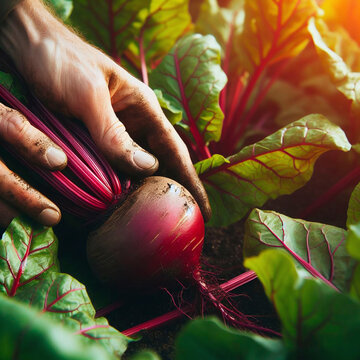 Beetroot in the hands of a farmer. Selective focus. nature.