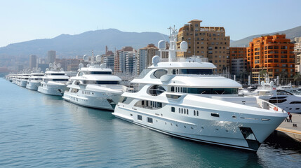 Fototapeta premium Navy and White Waterfront: Bustling Harbors in Sydney