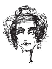 Fashion Portrait of a girl. Woman sketch. Glamor Style. Fashion illustration. Girl face