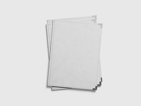 Flat Lay Cover Menu Book Mockup 3D Render Leather Menu Book