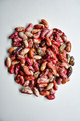 raw red mottled beans close up