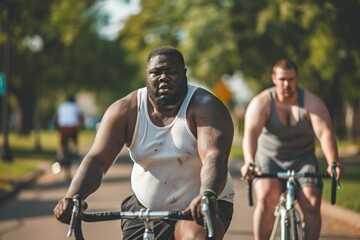 Body inclusive man in motion, exploring outdoor cycling, embracing healthy lifestyle, and individuality in fitness journey. Portrait of a cyclist enjoying biking and diverse body positivity