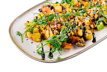 Grilled colorful vegetables with soy sauce