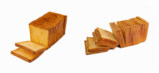 Slices toast bread isolated on white background