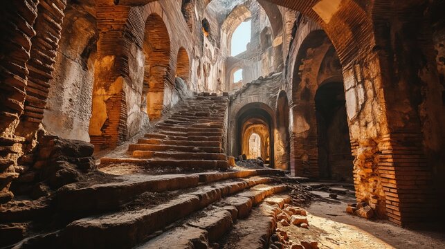 Inside of Colosseum. Created with Generative AI.