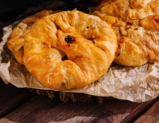 Delicious fresh sweet vertuta with apple and cherry