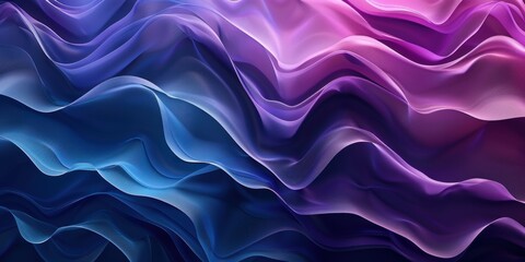 Obraz premium Abstract digital art depicting waves of silk fabric in vibrant purple and blue hues, symbolizing fluidity and elegance.