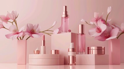 beauty cosmetics product packages mockup. packaging designs for cosmetic presentation. cream jars and tubes, pump bottles, serum flasks, liquid soap, and showcasing luxury brands