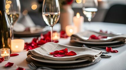 Valentines day tablescape and table decor, romantic table setting with flowers, formal dinner and date, beautiful cutlery and tableware