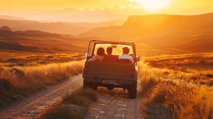 Fototapeta na wymiar Adventure in off-road vehicle at sunset