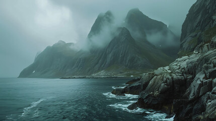 Norway, Lofoten, Coast near Hamnoy - Powered by Adobe