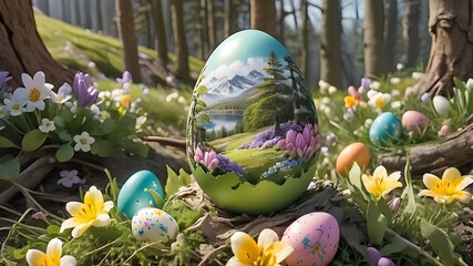 Easter egg hidden in natural scenery