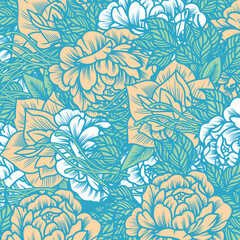 Playful, Pastel Green, Cream, White Colored Of Beautiful Roses Flower Seamless And Pattern