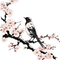 Fototapeta premium Bird painting, Traditional Japanese brush painting style..
