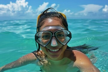 Aquatic Adventure: Woman Snorkeling in the Clear Ocean Waters - Underwater Exploration, Serene Seaside Escape, and Nature's Beauty Unveiled