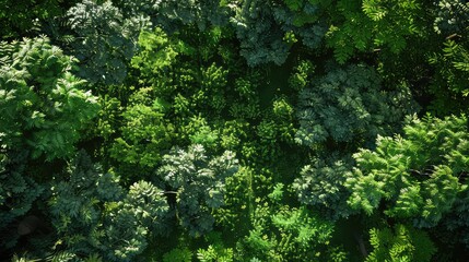 Green forest areal view from top, helicopter view, greenery and forest beautiful scenery.
