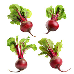 Set of fresh beets with leaves, cut out - obrazy, fototapety, plakaty