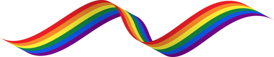 LGBTQ pride rainbow flag wave. Pride design Element for banner. PNG.