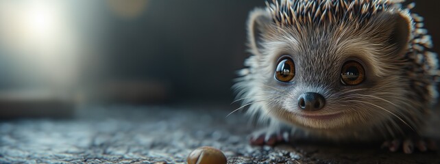 baby hedgehog in the natural environment. Created with generative AI.
