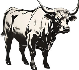 Bull painting, Traditional Japanese brush painting style.