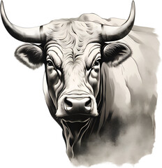 Bull painting, Traditional Japanese brush painting style.