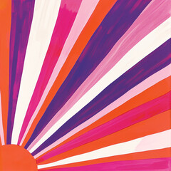 Bold and bright wavy retro sunburst