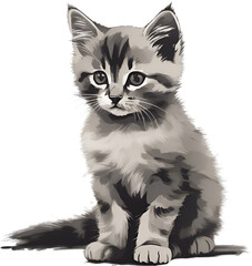 Obraz premium Kitten painting, Traditional Japanese brush painting style.