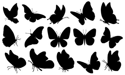 A Collection of Hand Drawn Butterfly Silhouettes