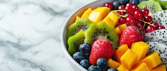 Colorful tropical fruit platter with a variety of fresh slices