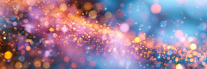 Fototapeta premium Festive Gold Glitter and Blue Bokeh, Abstract Holiday Light Background, Christmas Celebration Concept