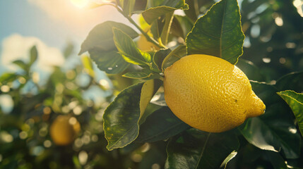 Organic lemon on the tree.