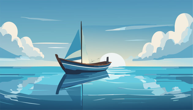Boat on the blue sea