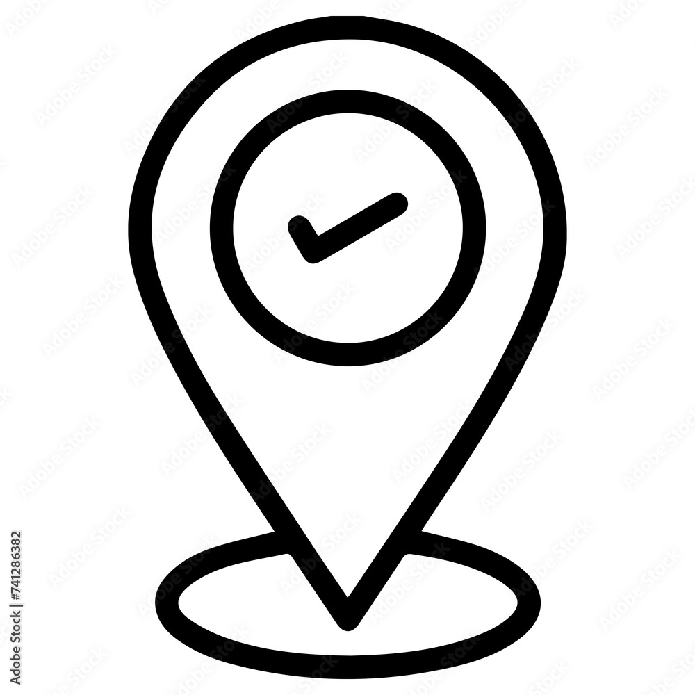 Sticker Coordinate rotating pin icon, black lines.