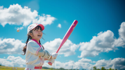 夢中でバットを振る少女