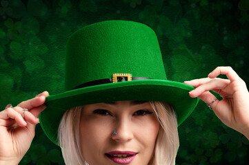 Cheerful woman celebrating st. Patrick's day