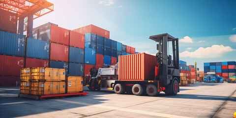 A big machine driver cargo container.
