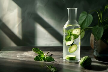 Inspiring images of revitalizing cucumber and mint water.