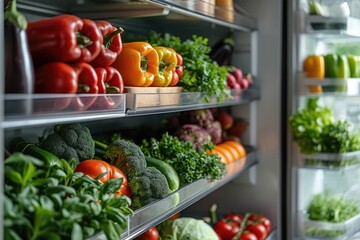 Good, fresh veggies kept in the fridge. Generative Ai. - obrazy, fototapety, plakaty