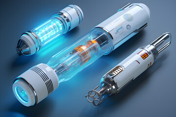 Close-up of packaging with modern virus vaccine,  generated by AI. 3D illustration