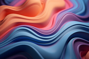Geometric stripes similar to waves. Abstract colorful    glowing crossing lines pattern,  generated by AI. 3D illustration
