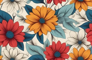 Wandaufkleber pattern with flowers © Leshtana