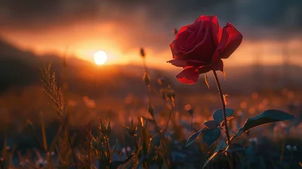 Zelfklevend Fotobehang red rose in the garden © muhmmad