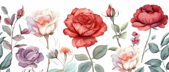 Beautiful floral watercolor painting - colorful and creative botanical illustration