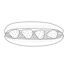 Hand drawn long doughnut icon Cartoon Vector illustration Isolated on White Background
