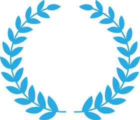 Fototapeta na wymiar blue laurel wreath award, flat vector style